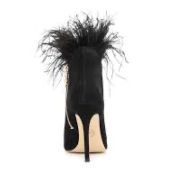 MICHAEL KORS Ostrich Feather Trim Suede Ankle Boot, Classic Black, Size 8.5 - Picture 3 of 5